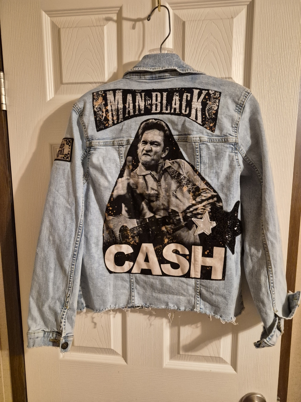 Western Light Wash Patchwork Denim Jacket - Women's Casual Jean Jacket